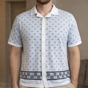 Original Use White and Black Casual Button Down Shirt